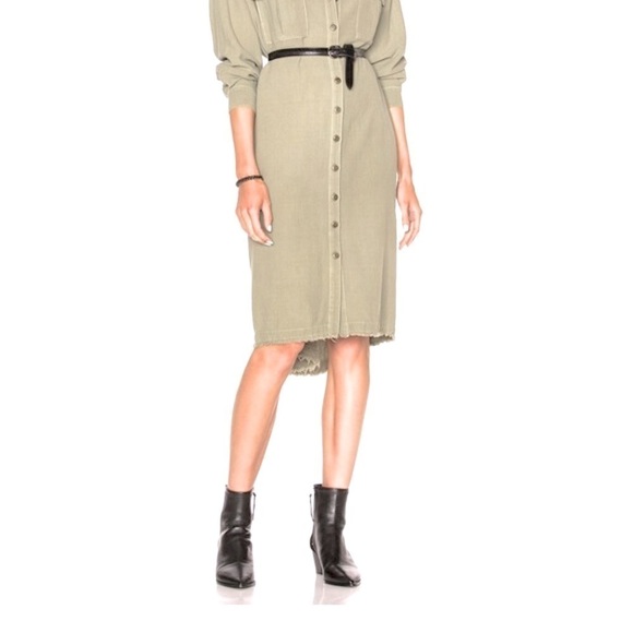 THE GREAT. Troop Shirt Dress pale green size Large 100% cotton luxury - Picture 9 of 11